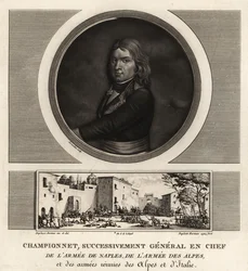 Jean Etienne Vachier Championnet, sjefsgeneral for Army of Napoli, Alpene, Italia