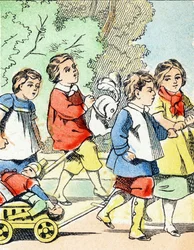 Spill: Den lille bilen - Child Entertainment Alphabet c.1890 (litografi)