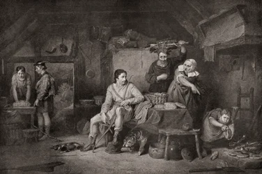 Kong Alfred i Neatherd#39;s Cottage. Alfred den store, ca. 848–899. Konge av Wessex. Legenden forteller om hvordan Alfred flyktet til Somerset Levels og fikk ly av en bondekvinne som, uvitende om sin identitet, lot ham se på noen kaker hun hadde laget.