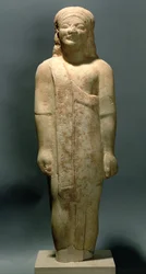 Kouros Dionysermos, gresk, arkaisk periode, ca. 600 f.Kr. (stein)