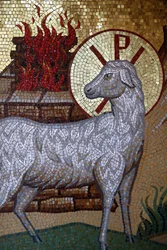 Kykkos kloster, Kypros. Lamb of God mosaikk, 20150510, Pedoulas, Kypros