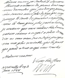Brev fra Louis XIV til Maria av Modena, gratulerer henne med fødselen av en prins, James Edward, Prince of Wales