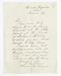 Brev skrevet av Florence Nightingale, mens han var på Barrack Hospital, Scutari (blekk på papir)