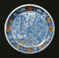 Maiolica-tallerken dekorert med allegorien om Diana, månegudinnen, italiensk (keramikk)