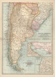 Kart over den sørlige delen av Sør-Amerika, ca. 1900 (gravering)