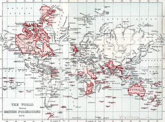 Kart over verden som viser britiske eiendeler i 1904.