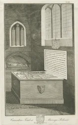 Mavesyn Ridware - Tomb of Thomas Carwarden: gravering, nd [sent 18. århundre]
