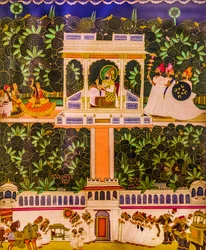 Miniatyrmaleri, Meherangarh Fort, Jodpur, Jodpur, Rajasthan, India, Asia (bilde)