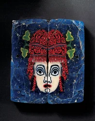Mosaikkinnlegg av en ny komedie Maenad-maske, romano-egyptisk, ca. 1. århundre f.Kr.