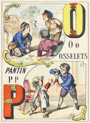 O P: ossicles, puppet - Games Alphabet, ca. 1890 (illustrasjon)