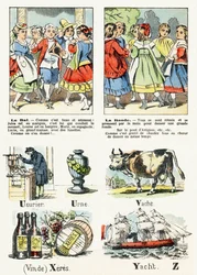 Side 8 - le bal kostyme, la ronde - Child Entertainment Alphabet ca. 1890 (litografi)