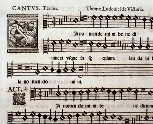 Side med musikalsk partitur av In the Name of the Lord av Thomas Louis de Victoria