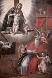 Maleri i Tricase kirke: Saint Mark skriver evangeliet, Tricase, Italia