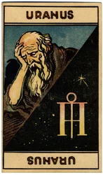Paranormalt. Astrologi. Uranus (planet). Astrologisk kort fra: Le Tarot Astrologique (Astrologisk Tarot), av Georges Muchery, Frankrike