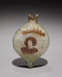 Pilegrimskolbe med nakkefigur, ca. 400-600