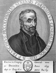 Portrett av Francesco Piccolomini (1582-1651), italiensk jesuitt, var overordnet general for Society of Jesus fra 1649 til 1651, gravering