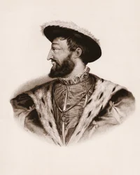 Portrett av Frankrikes konge Frans I (1494–1547) Gravering fra 1800-tallet