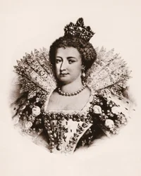 Portrett av dronningen av Frankrike, Marie de Medicis (1576–1642), gravering fra 1800-tallet