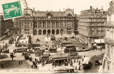Postkort/Gare Saint Lazare/Paris/Seine/Ile de France/Frankrike