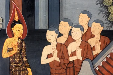 Prins Rama. Veggdetalj på indre vegger av Vihara fra kong Rama IIIs tid som viser Ramakian. Wat Pho - Wat Phra Chettuphon. 1788. Bangkok. Thailand