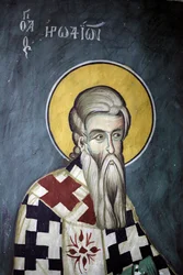 Saint-Herodion bysantinsk freskomaleri fra Agios Ioannis Lampadistis kloster, Saint-John Lampadistis 1000-tallet Kypros Malte kirker UNESCO-sted Troodos, Kypros