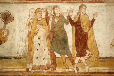 Saint-Savin sur Gartempes klosterkirke Navehvelvmaleri: Abraham skilt fra nevøen Loth (13. Gen 8-9) Saint-Savin Frankrike