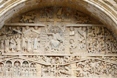 Tympanon i klosterkirken Sainte-Foy: Kristus i herlighet og den siste dom, Conques, Frankrike
