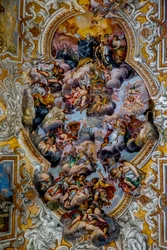 San Benedetto (St. Benedict) kirke, Catania, Sicilia (Italia). Takfreskomaleri (1700-tallet). (bilde)
