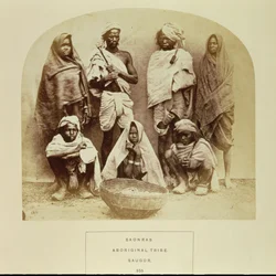 Saonras, en aboriginsk stamme fra Saugor, Sentral-India, nr. 355 fra "Faces of India", pub. 1872 (sepia-bilde)
