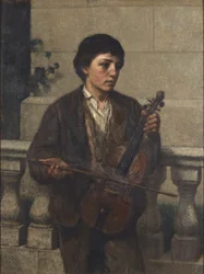 Gatemusiker 1800 (olje på lerret, montert på masonitt)