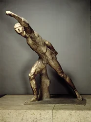 Borghese-gladiatoren, gresk, ca. 50 f.Kr. (marmor) (se også 98022)