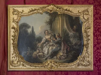 Den galante pastoren eller kransen. Maleri av Francois Boucher (1703-1770). Prinsessens parade eller paraderom. Hotel de Soubise, Paris