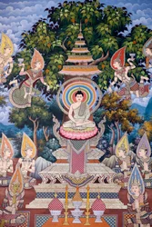 Buddhas liv, veggfreskomaleri, Wat Maniratanaram kloster, Phnom Penh, 2022 (bilde)