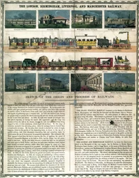 London, Birmingham, Liverpool og Manchester Railway c 1860 fra en forklarende brosjyre for et puslespill