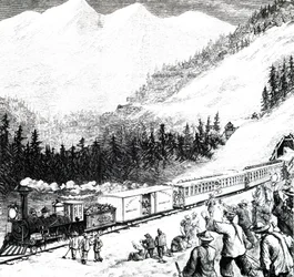 Pacific Railroad i Sierra Nevada-fjellene.