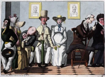 Legens venterom, den gravide kvinnen, ca. 1850 (illustrasjon)