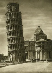 Det skjeve tårnet og apsis til kuppelen (duomo) i Pisa i 1925