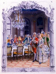 Måltidet på 1700-tallet, ca. 1900 (illustrasjon)