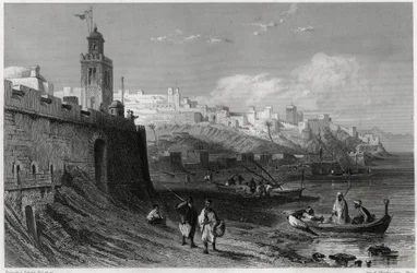 Den pittoreske havnen i den befestede byen Tanger på 1800-tallet, i boken om Middelhavet av Louis Enault (1824-1900), en fransk journalist og reisende. Louis Enault, LA MEDITERRANEE SES ILES ET SES BORDS, Morizot