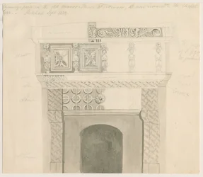 Tittensor - Chimney Piece in Manor House: blyant- og vasketegning, september 1832