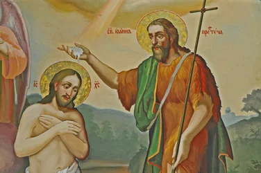 Ukraina, Kiev, Kyiv-Percherska Lavra (Orthodox Caves Monastery-orig 1051), Dormition Cathedral-Baptism of Christ Fresco