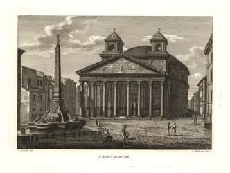 Utsikt over Pantheon og Fontana del Pantheon, Roma