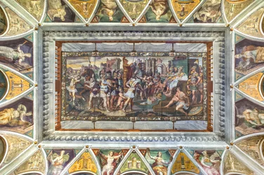 Utsikt over hvelvet til Room of Ulysses, Palazzo della Prefettura, Bergamo, Italia (bilde)
