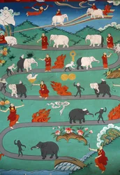 Hvit elefantfortelling ved Kopan-klosteret, Kathmandu, Nepal
