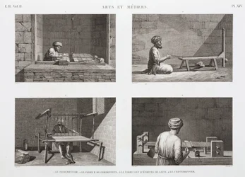 Ull og kamgarn, veving, veving, Egypt, ca 1798