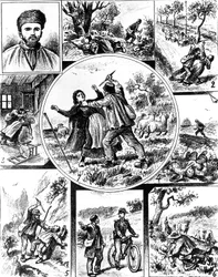 Vacher-saken i Frankrike sent på 1800-tallet, en av de første seriemorderne, i 1895-1898, gravering