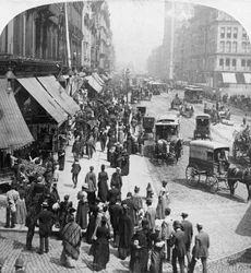 En gatescene i Chicago, Illinois, USA, 1896.