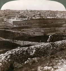 Jerusalem, sett fra sørøst, viser stedet for tempelet, Palestina, 1900-tallet.