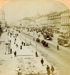 Nevskij prospekt, hovedgaten i St. Petersburg, Russland, 1897