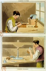 En diamantkutter. Gravering fra 1800-tallet Paris, BN
